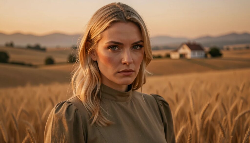 A Leste do Éden: minissérie com Florence Pugh estreia na Netflix Mulher misteriosa em vale dourado da Califórnia ao entardecer, clima de drama literário
