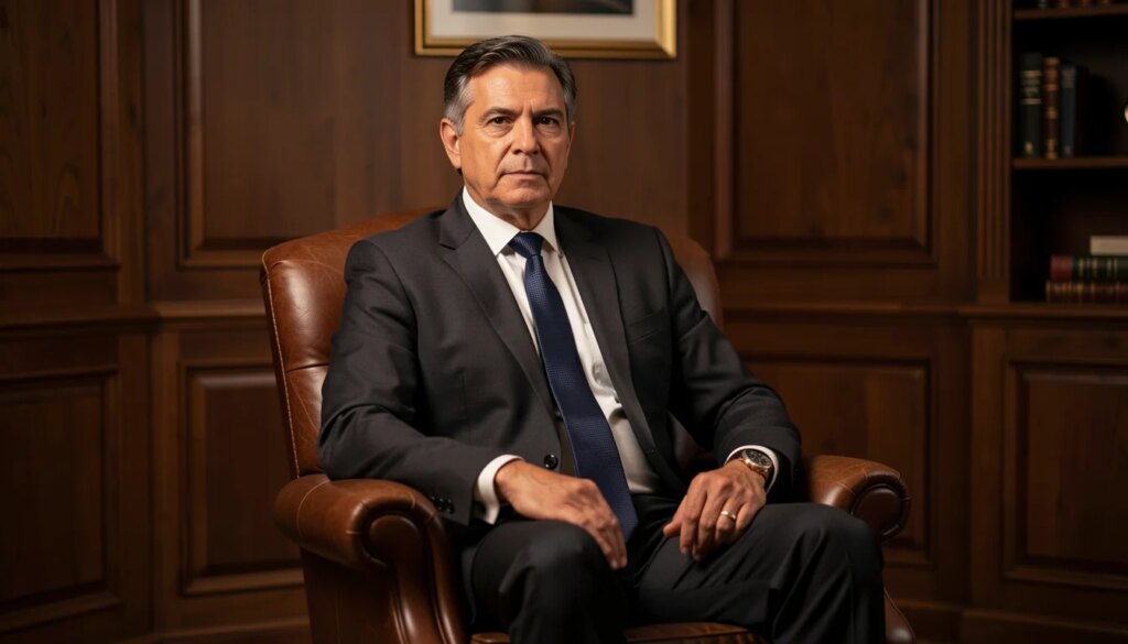 O Poderoso Chefão e a Liderança: Lições de Poder e Autoridade para os Dias de Hoje Executivo em escritório clássico representando liderança e autoridade